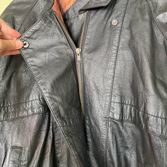 VTG Classic Black Leather Jacket by Liz Thomas Sz S - Picture 2 of 14